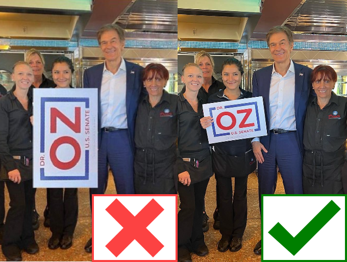 Dr. No? Image of Oz campaign sign was altered